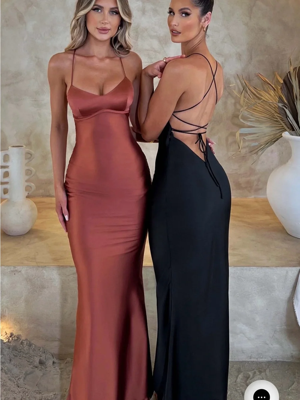Baby Boo Fashion Malika Maxi Satin Dress - Rust - Picture 3 of 7